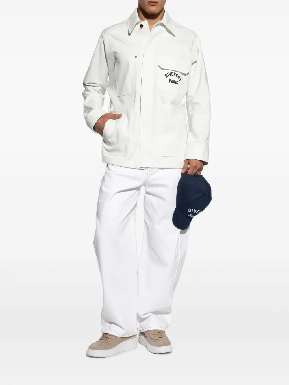 Givenchy Shirtjack met geborduurd logo Wit