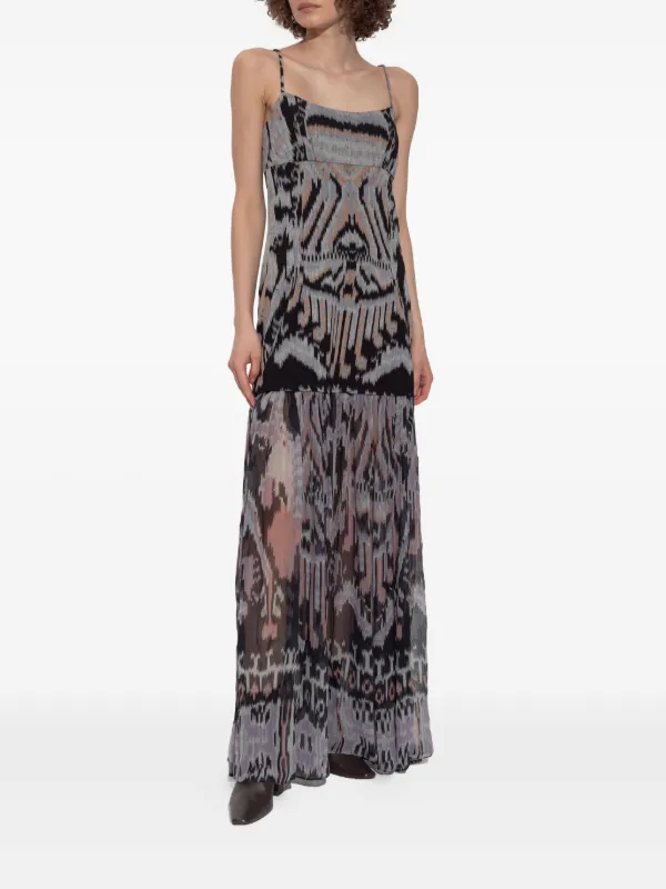 Ulla Johnson graphic-print Tiered Dress | Black | FARFETCH