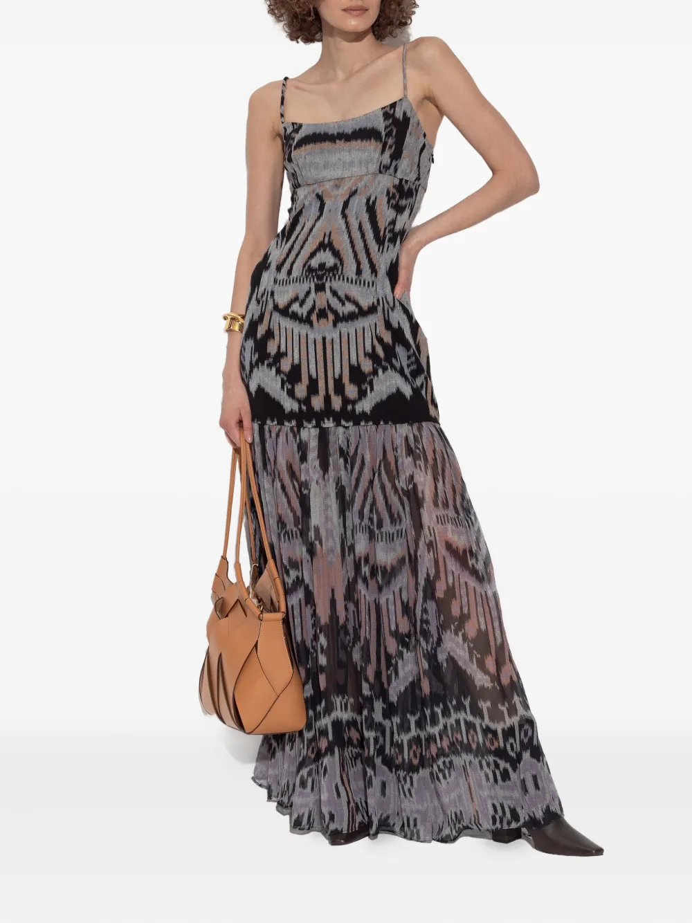 Ulla Johnson graphic-print tiered dress Zwart