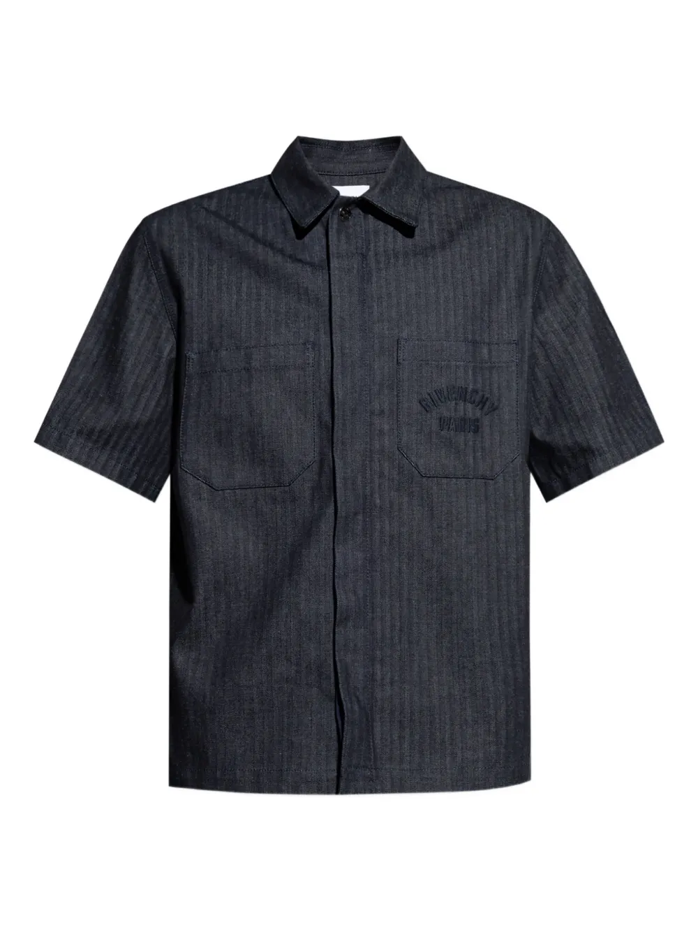 herringbone-pattern embroidered shirt