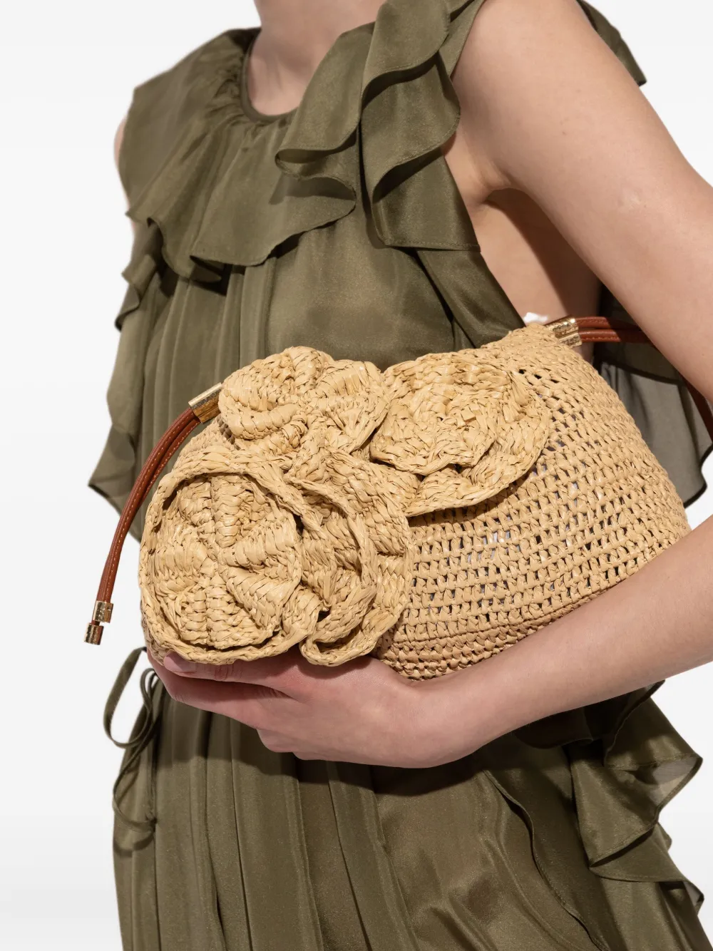 Ulla Johnson flower-embellished cross body bag Beige