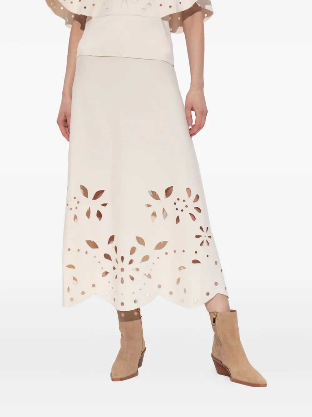 Ulla Johnson laser-cut scalloped skirt Beige