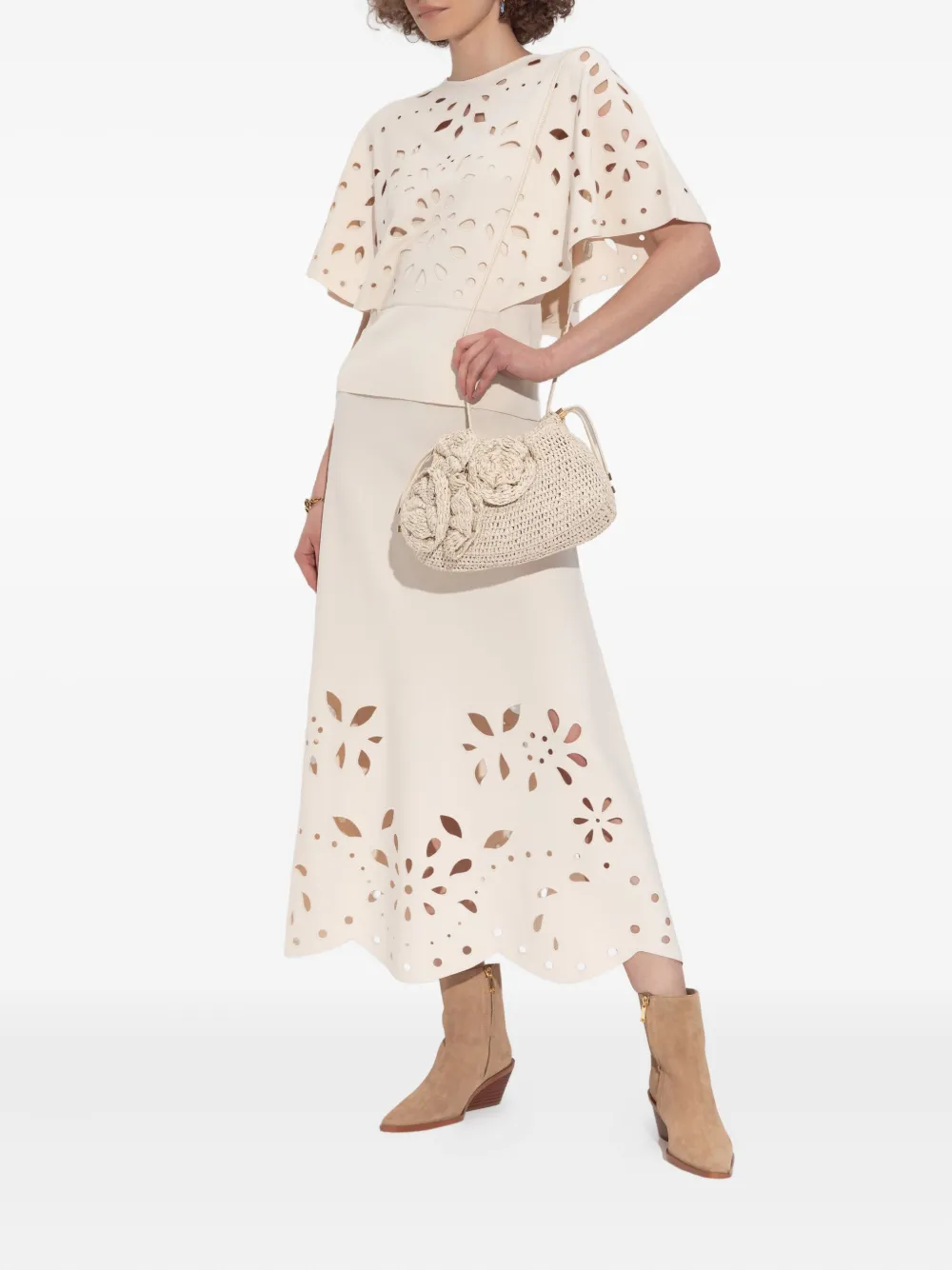 Ulla Johnson laser-cut scalloped skirt Beige