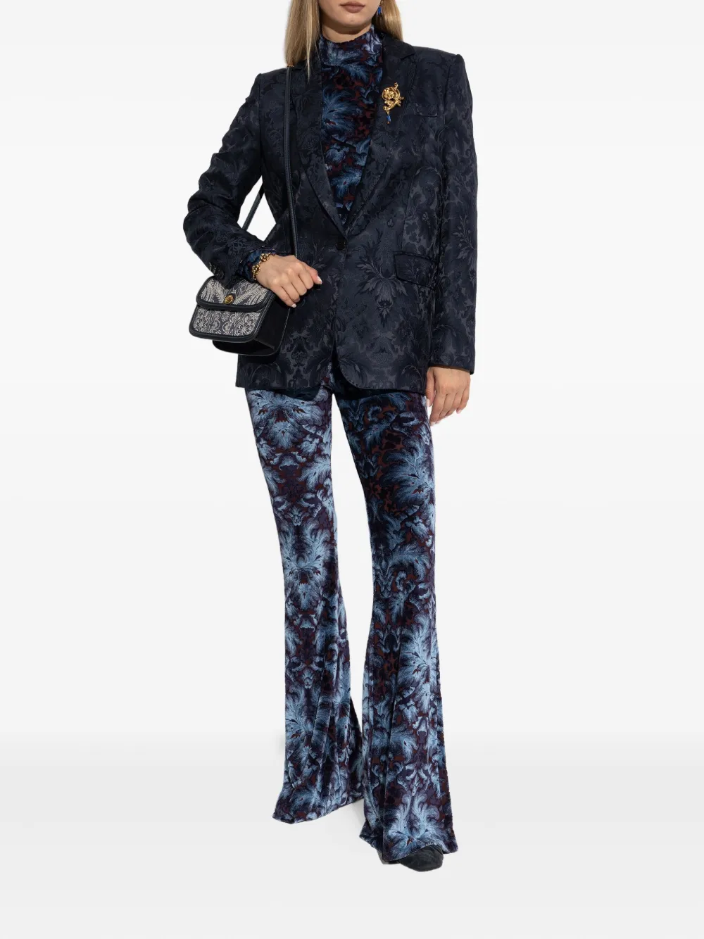 ETRO floral-pattern single-breasted blazer Blauw