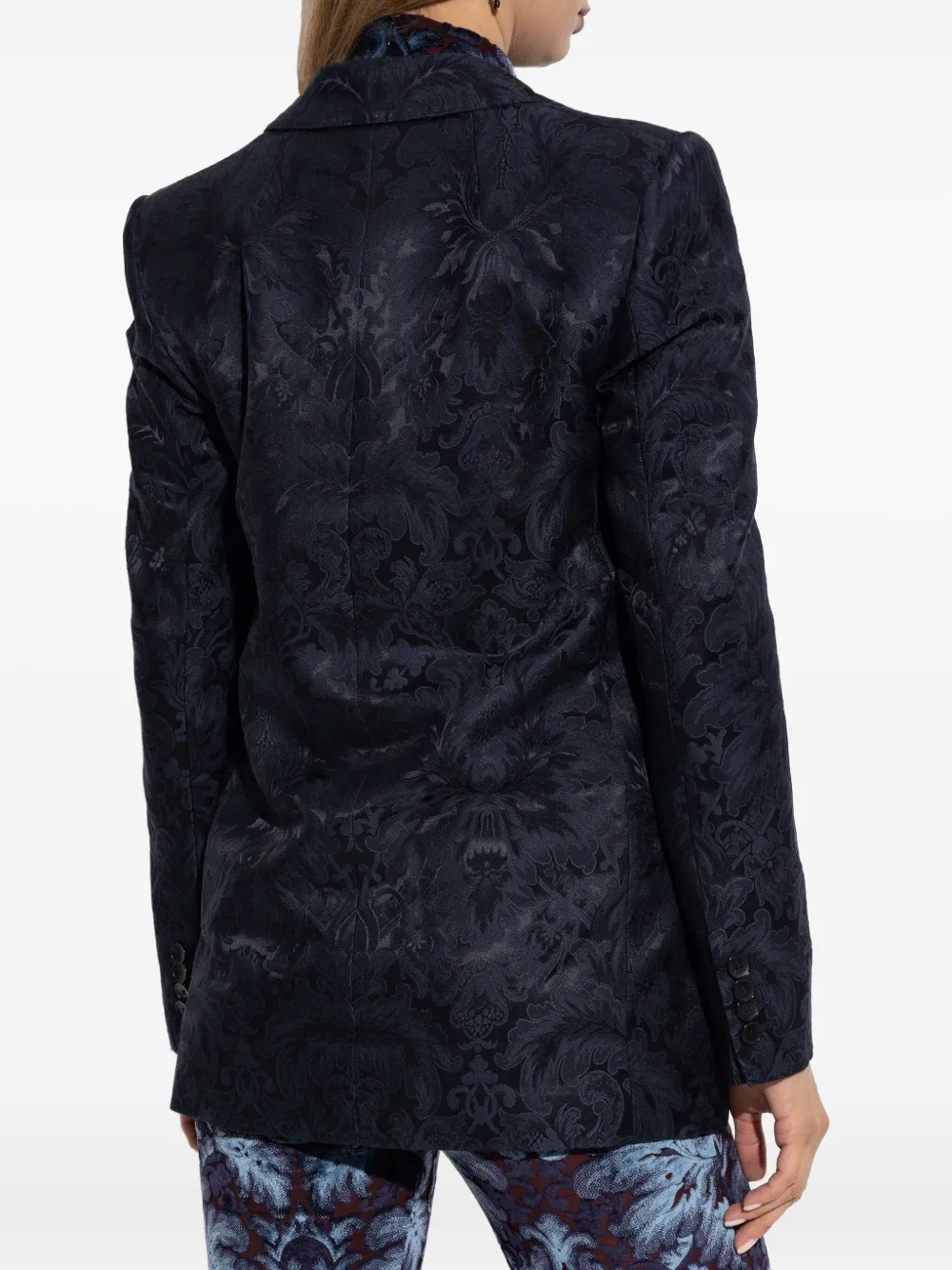 ETRO floral-pattern single-breasted blazer Blauw