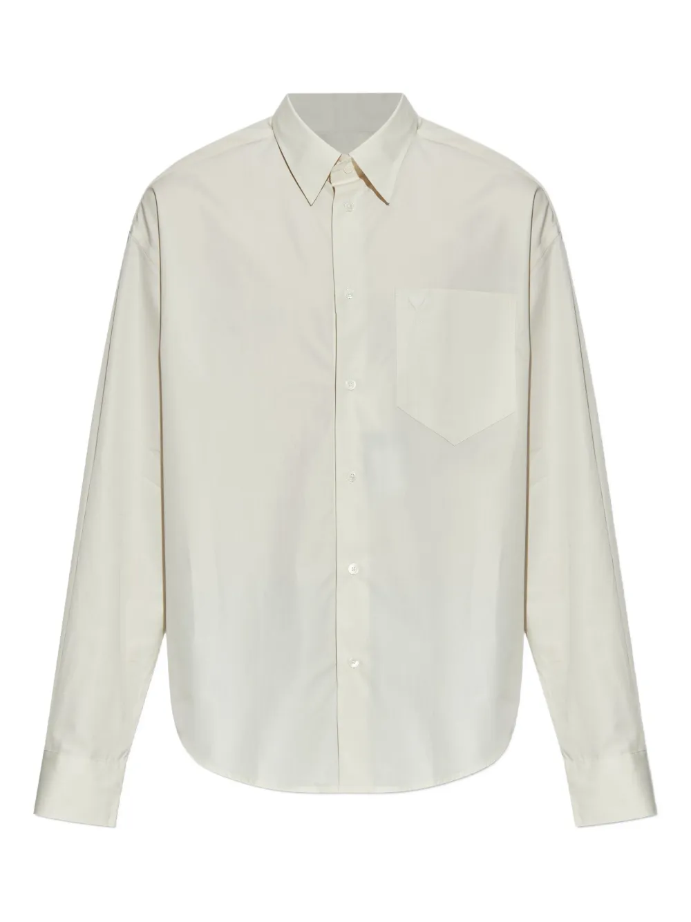 AMI Paris heart-embroidered long-sleeve shirt Beige