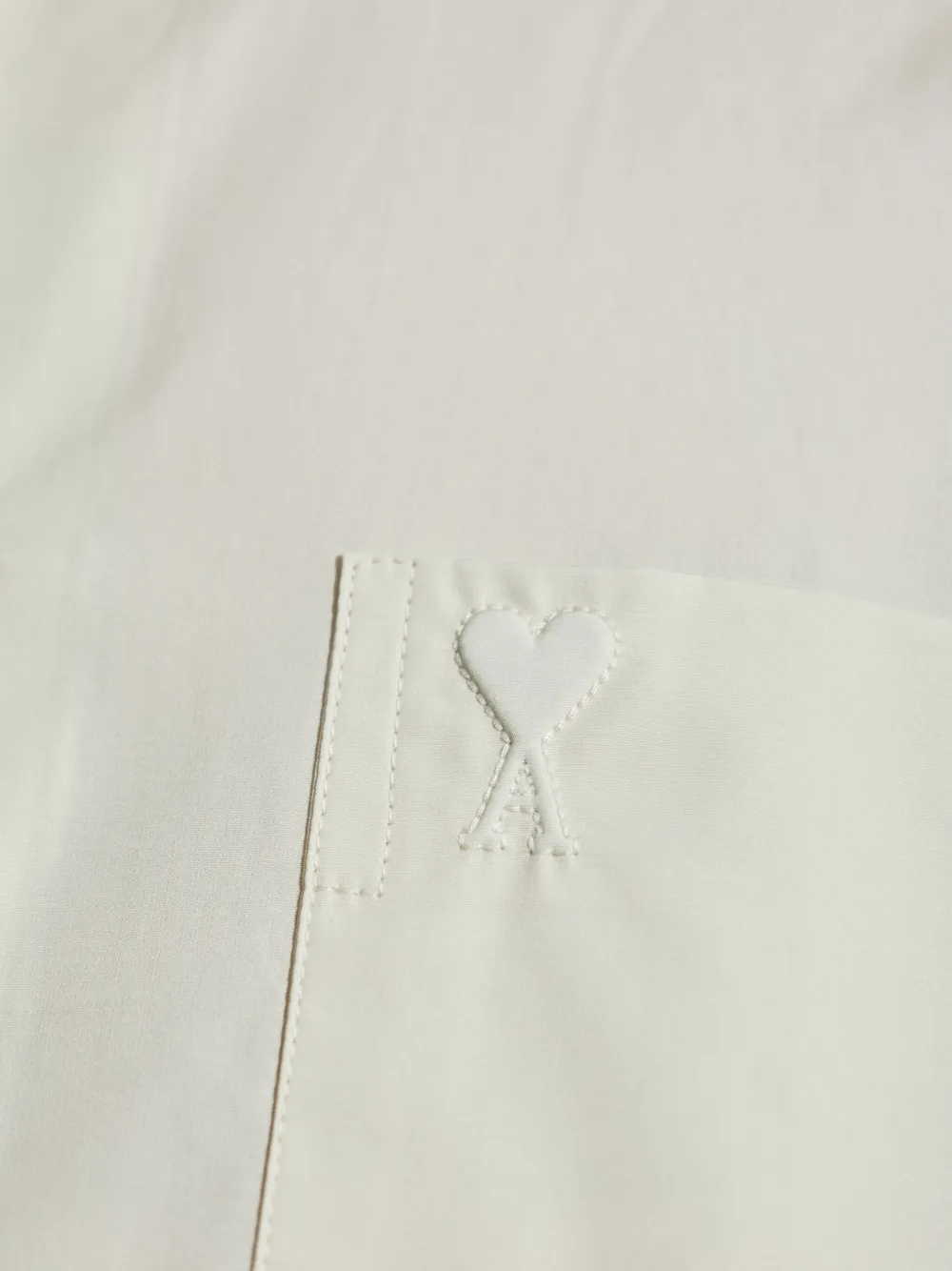 AMI Paris heart-embroidered long-sleeve shirt Beige