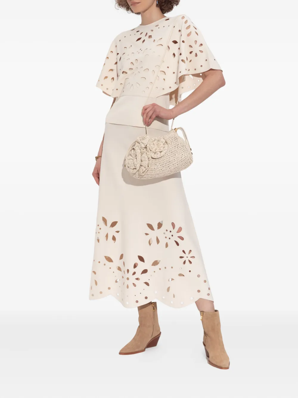 Ulla Johnson Josie T-shirt met uitgesneden details en korte mouwen Beige