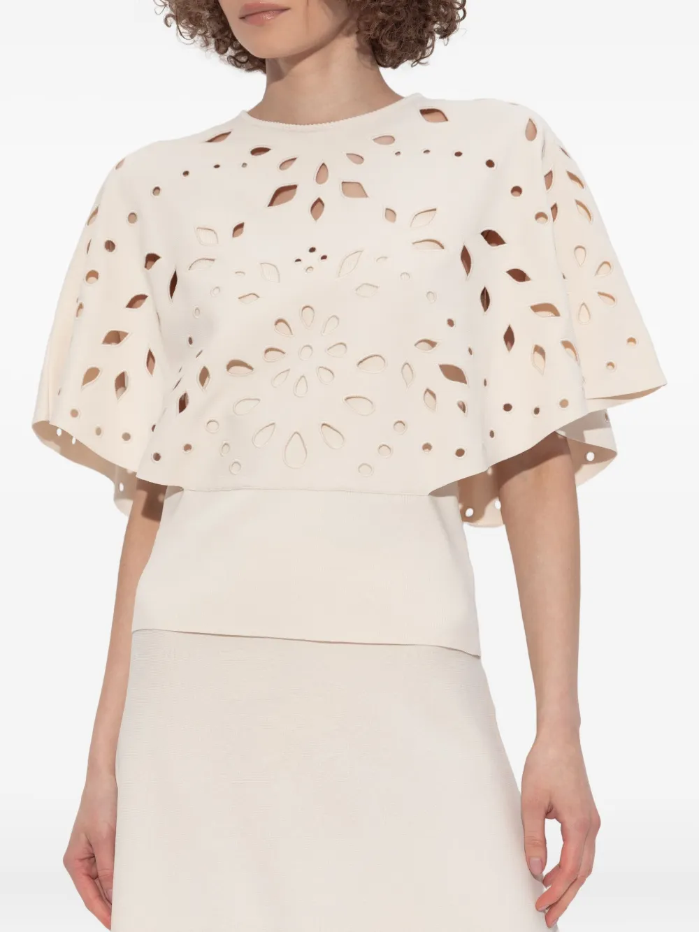Ulla Johnson Josie T-shirt met uitgesneden details en korte mouwen Beige