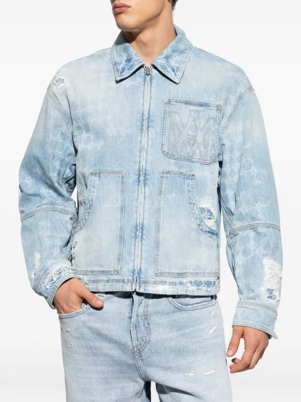 AMIRI ダメージ デニムジャケット | ブルー | FARFETCH JP