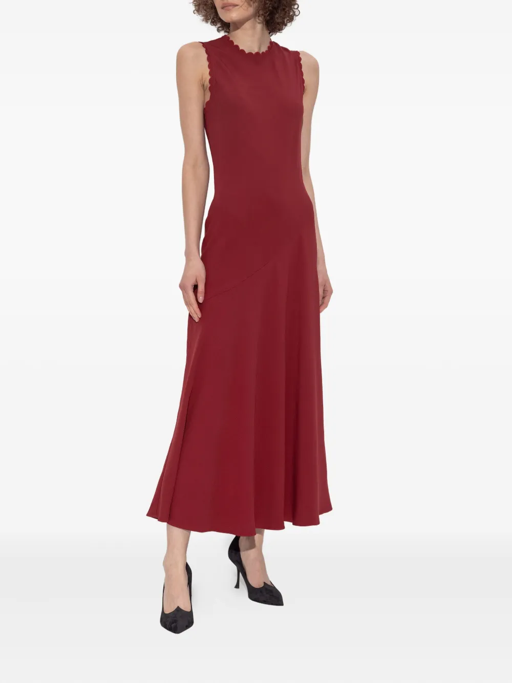 Ulla Johnson scallop-trim midi dress Rood