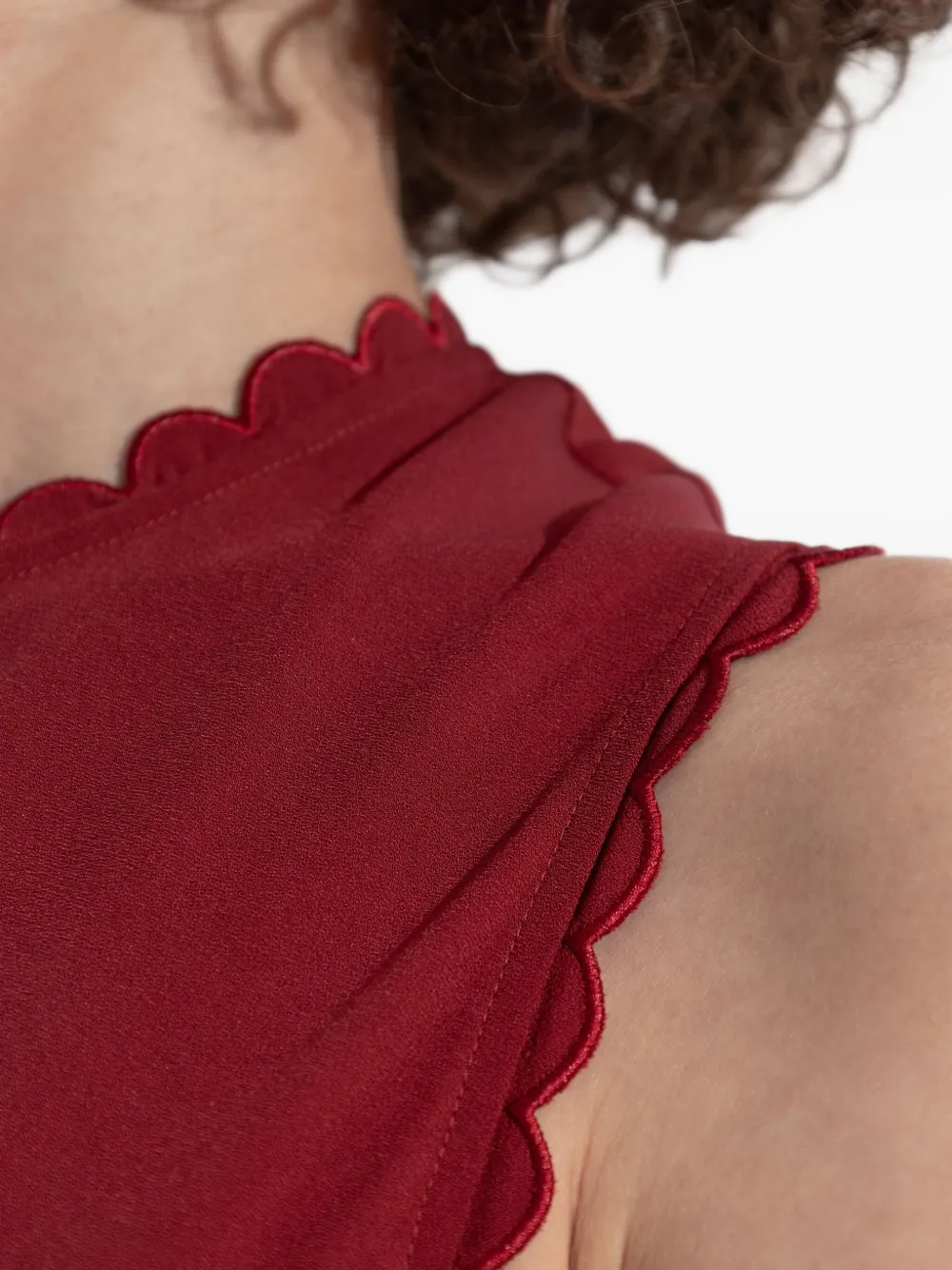 Ulla Johnson scallop-trim midi dress Rood