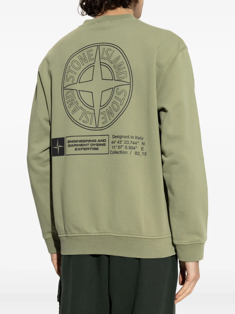 Stone Island logo-print cotton sweatshirt Groen