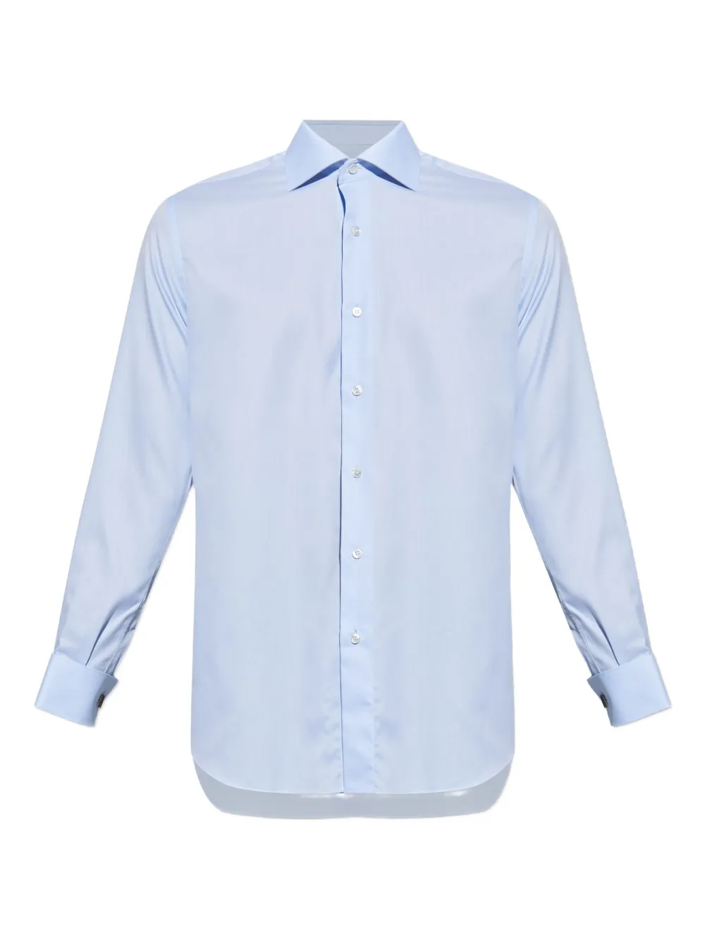 Brioni double-cuff cotton shirt Blauw
