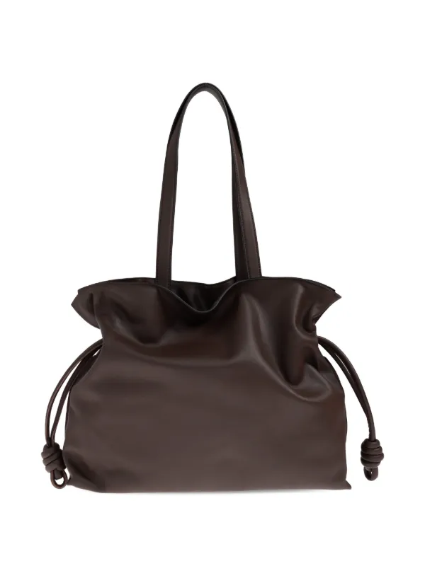 LOEWE FLAMENCO KNOT トート LOEWE Large Flamenco knot-detail Leather Tote Bag | Brown | FARFETCH