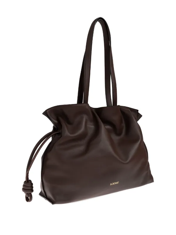 LOEWE FLAMENCO KNOT トート LOEWE Large Flamenco knot-detail Leather Tote Bag | Brown | FARFETCH