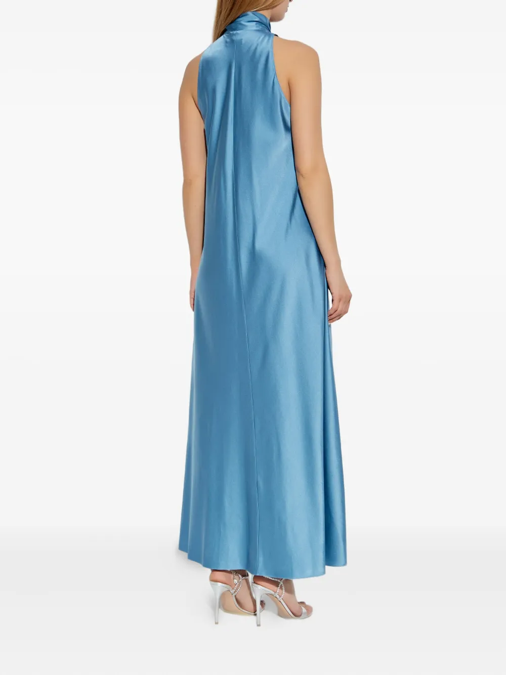 Forte bow-neck sleeveless maxi dress Blauw