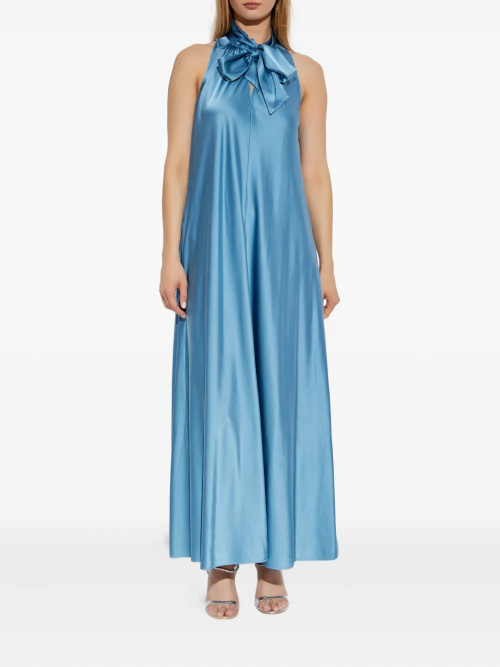 Forte bow-neck sleeveless maxi dress Blauw