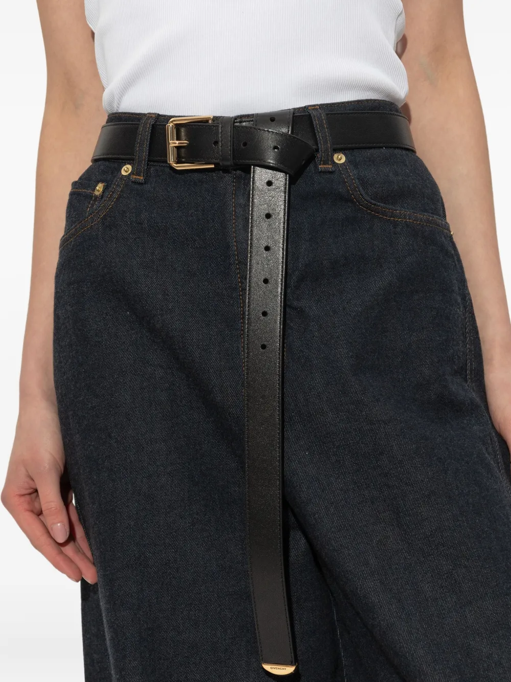Givenchy gold-buckle leather belt Zwart
