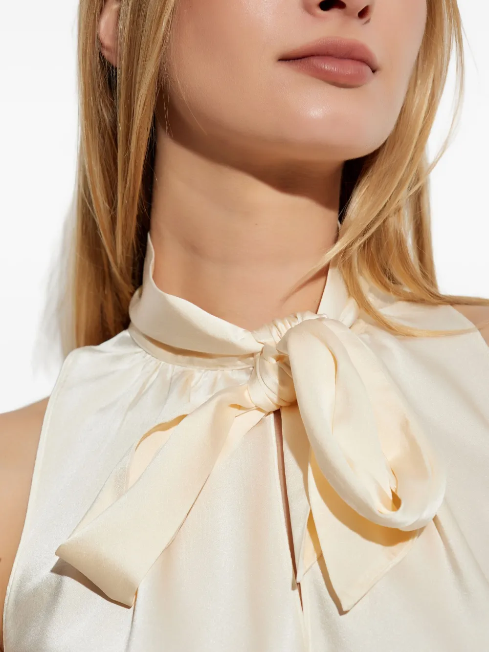 Forte tie-neck sleeveless top Beige