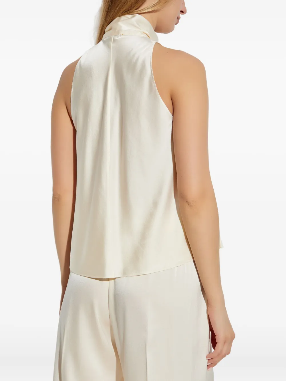 Forte tie-neck sleeveless top Beige
