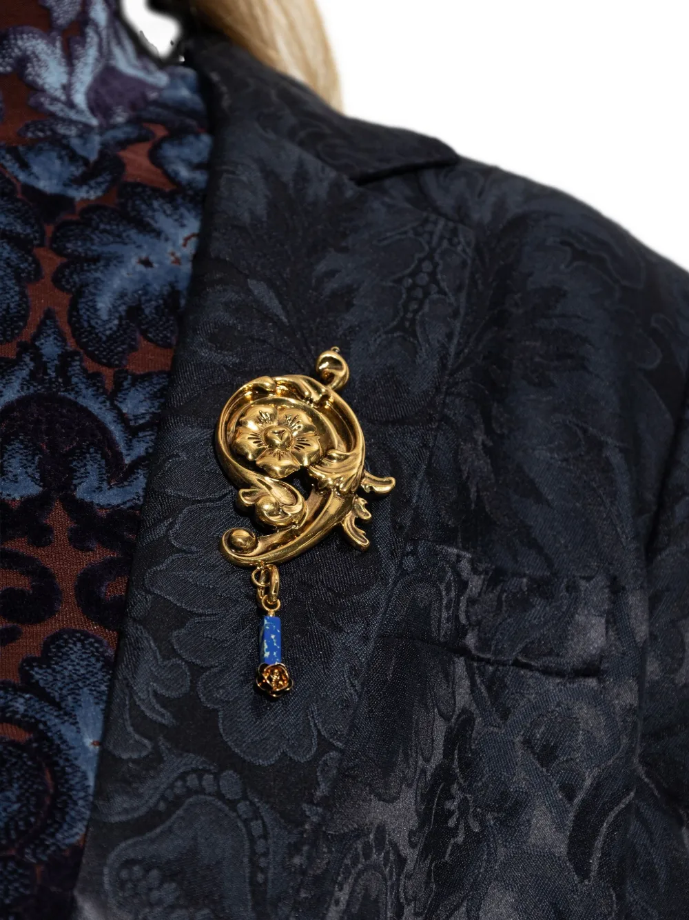 ETRO floral-scroll brass brooch - Goud