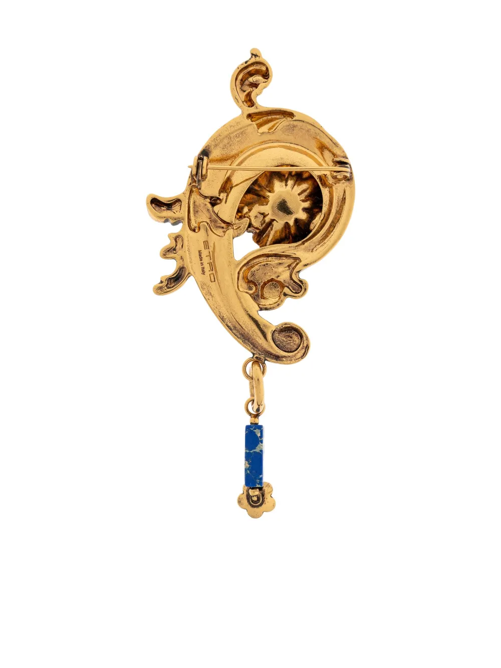 Etro Floral-scroll Brass Brooch In Gold