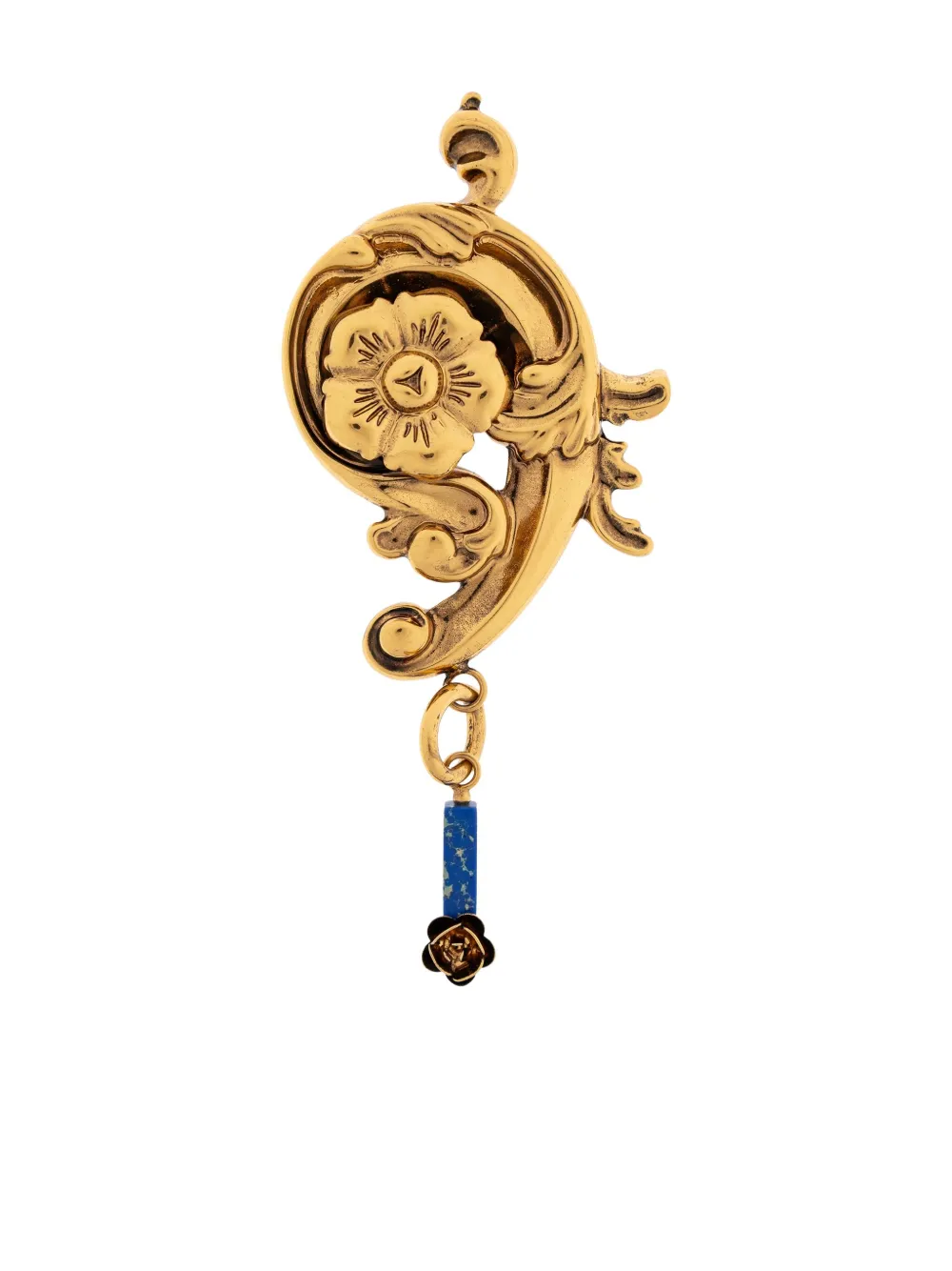 Etro Floral-scroll Brass Brooch In Gold