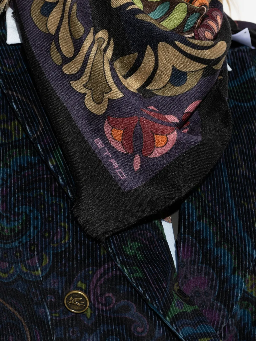 ETRO floral wool scarf Zwart
