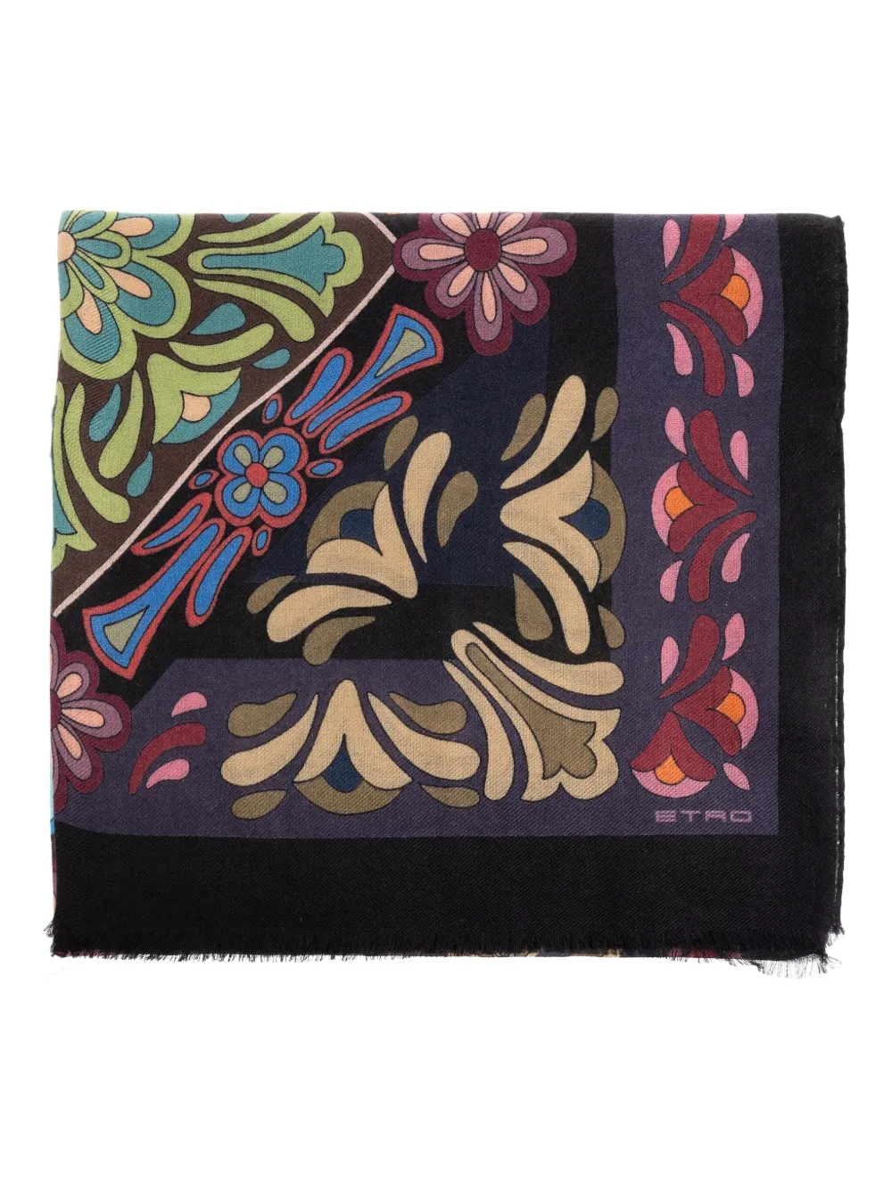 ETRO floral wool scarf Zwart
