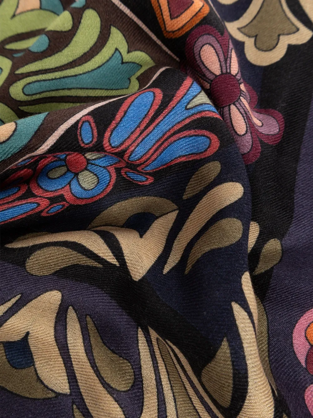 ETRO floral wool scarf Zwart