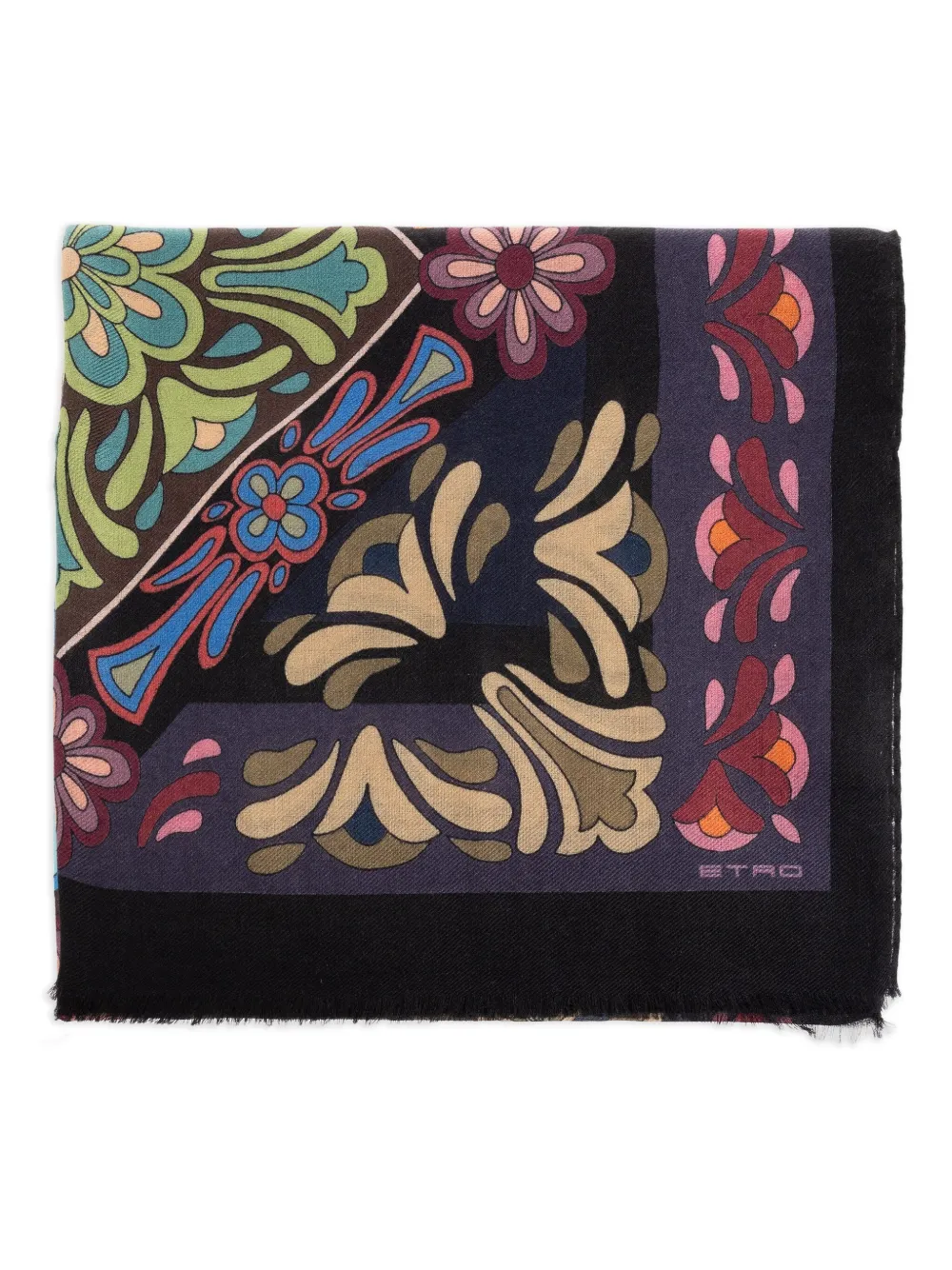 ETRO floral wool scarf Zwart