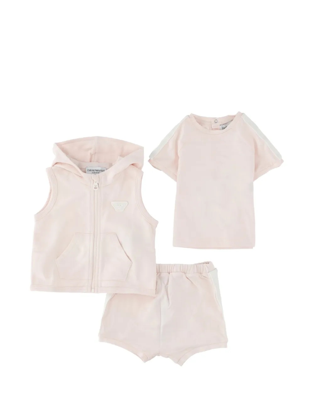 Emporio Ar i Kids logo-patch three-piece set Roze