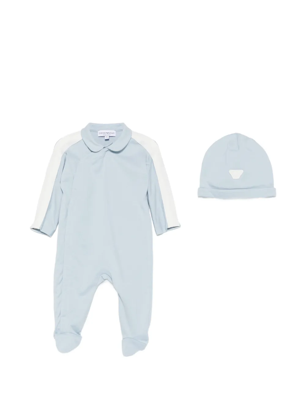 Emporio Armani Kids logo-tape pajama and beanie hat - Blau