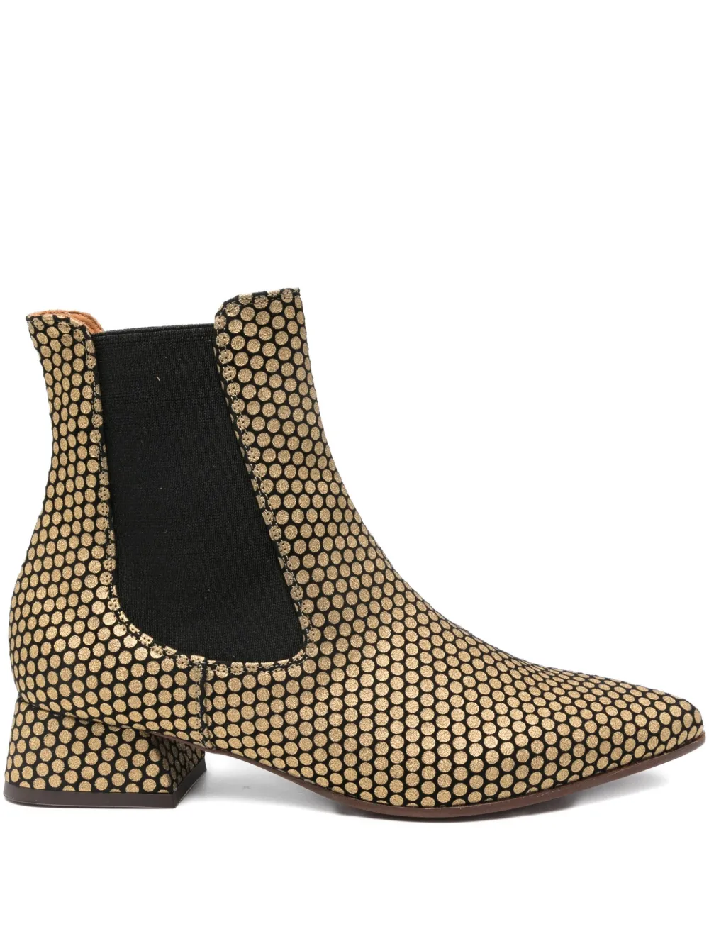 Chie Mihara 35mm pointed-toe polka-dot boots Gold