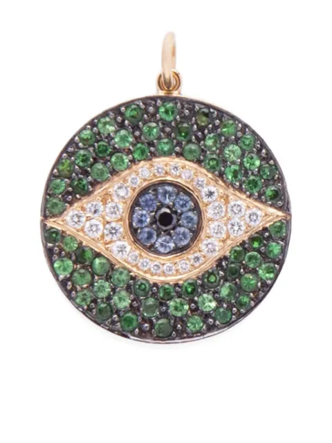 Ileana Makri 18kt Evil Eye Goldhalskette mit Schmucksteinen