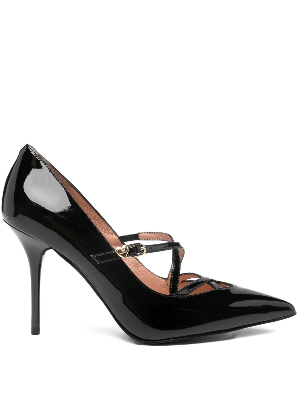 Love Moschino 100mm leather cross-strap pumps Black