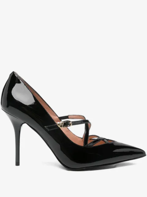 Love Moschino 100mm leather cross-strap pumps