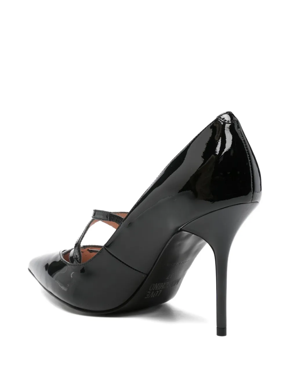 Love Moschino 100mm leather cross-strap pumps Black