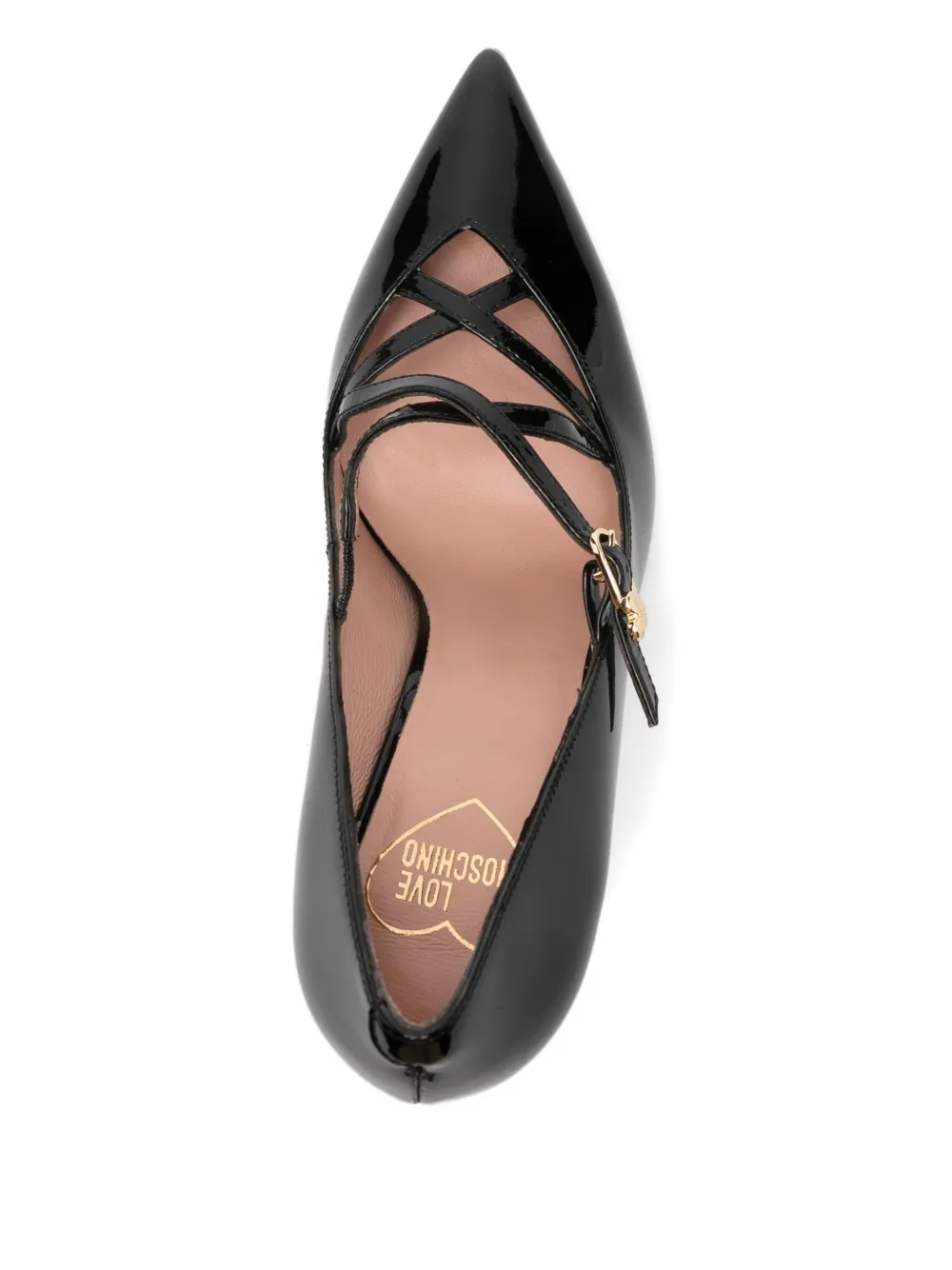Love Moschino 100mm leather cross-strap pumps Black