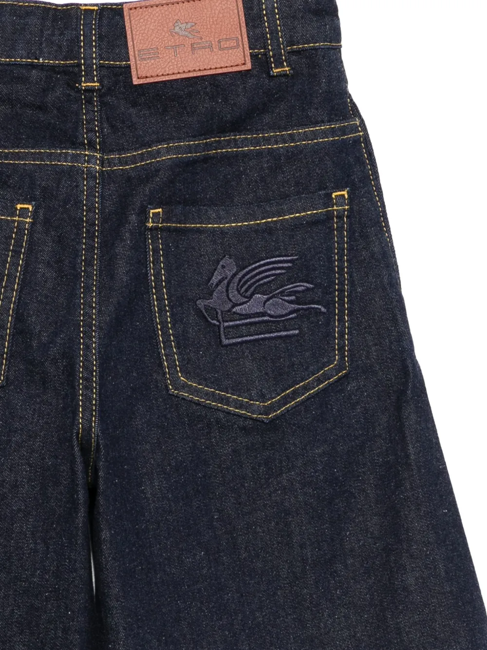 ETRO KIDS Spijkershorts met geborduurde zak Blauw