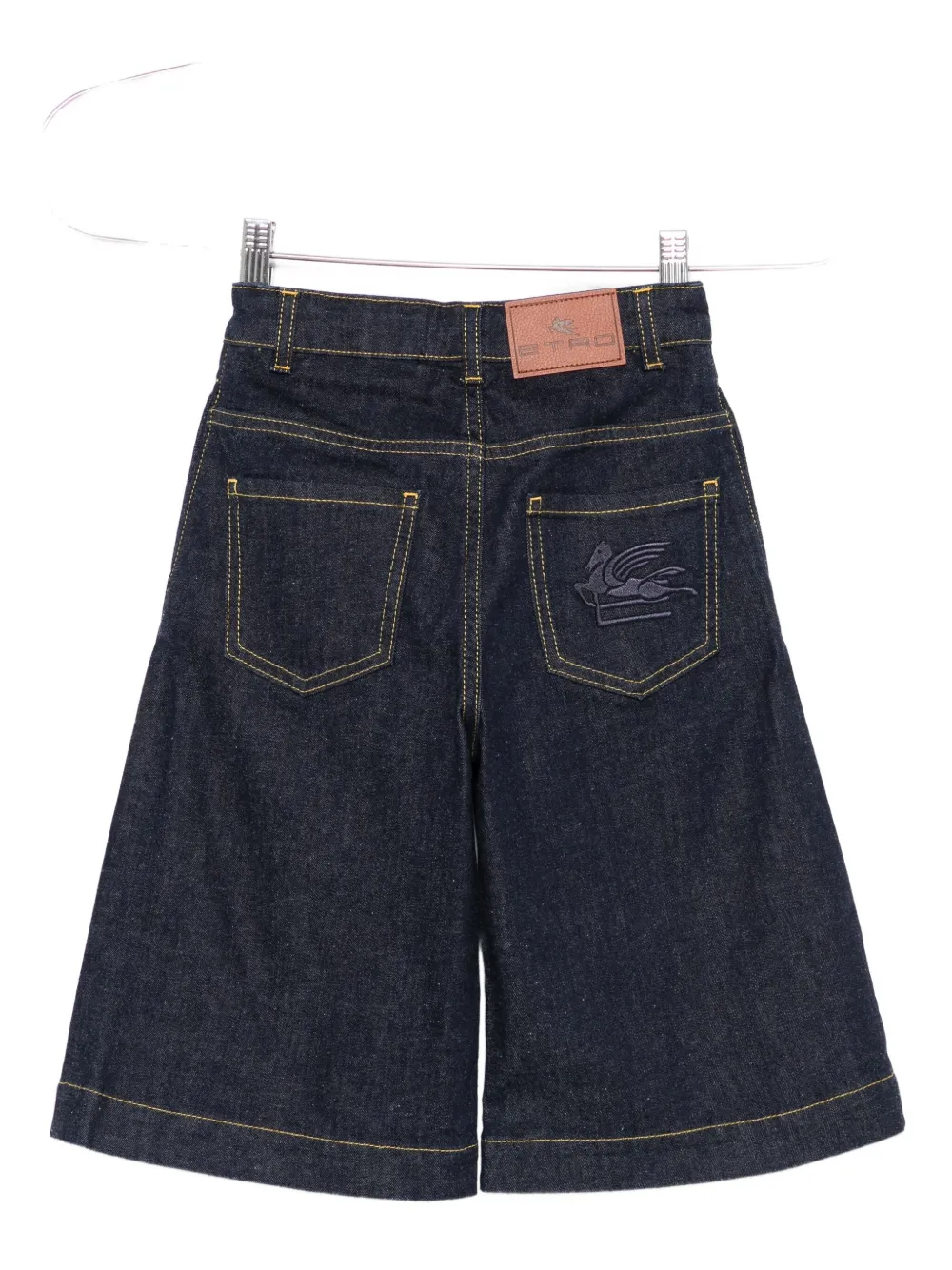 ETRO KIDS Spijkershorts met geborduurde zak Blauw