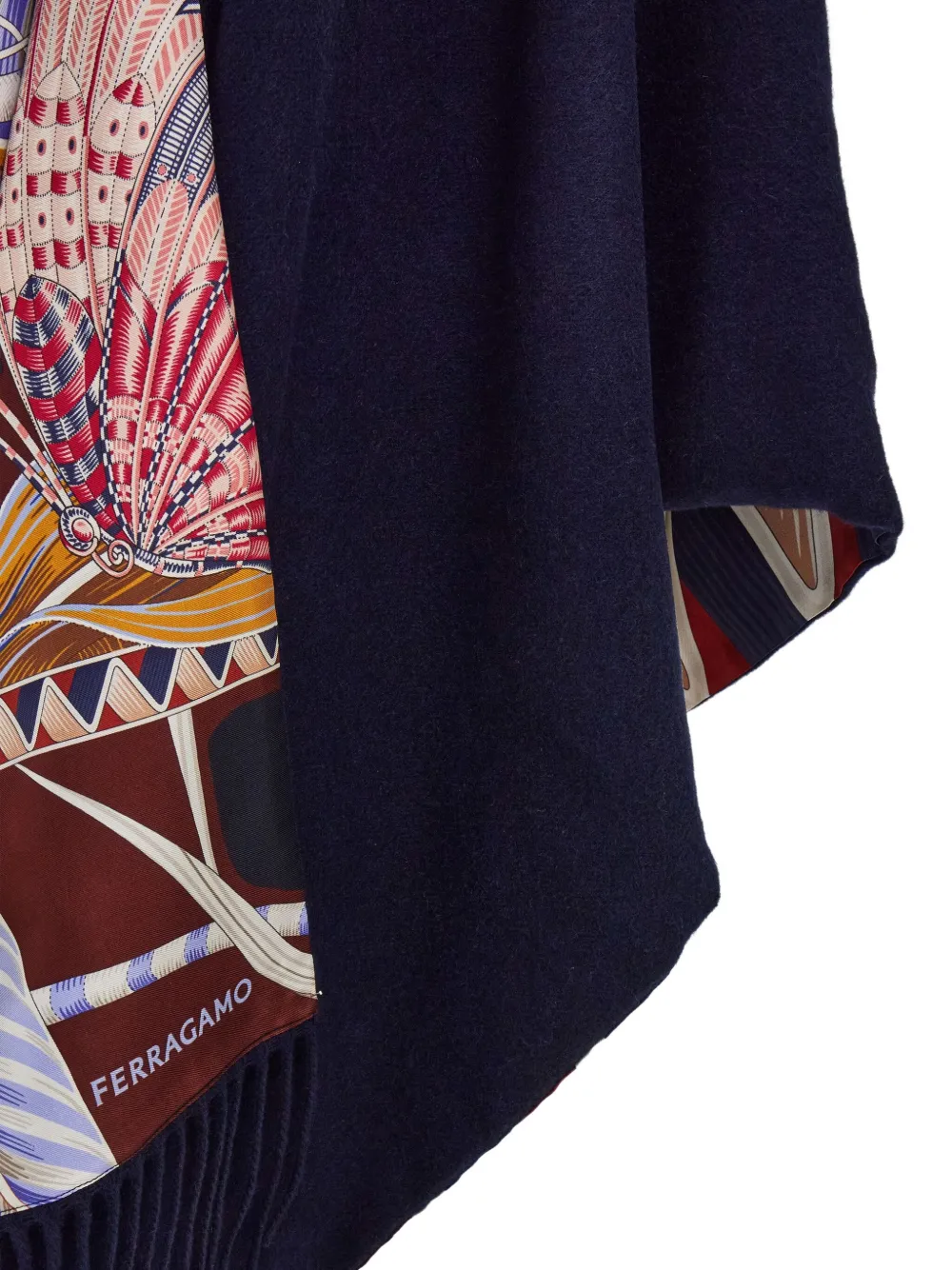 Ferragamo Cape met franje Blauw