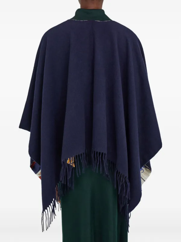 Salvatore Ferragamo ケープ Ferragamo リバーシブル カシミアシルクケープ | ブルー | FARFETCH JP