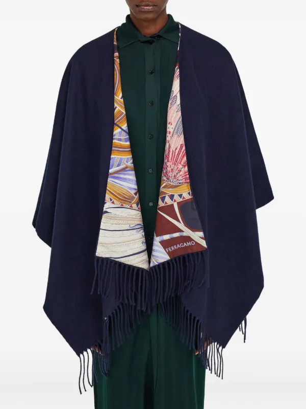 Ferragamo フリンジケープ | ブルー | FARFETCH JP