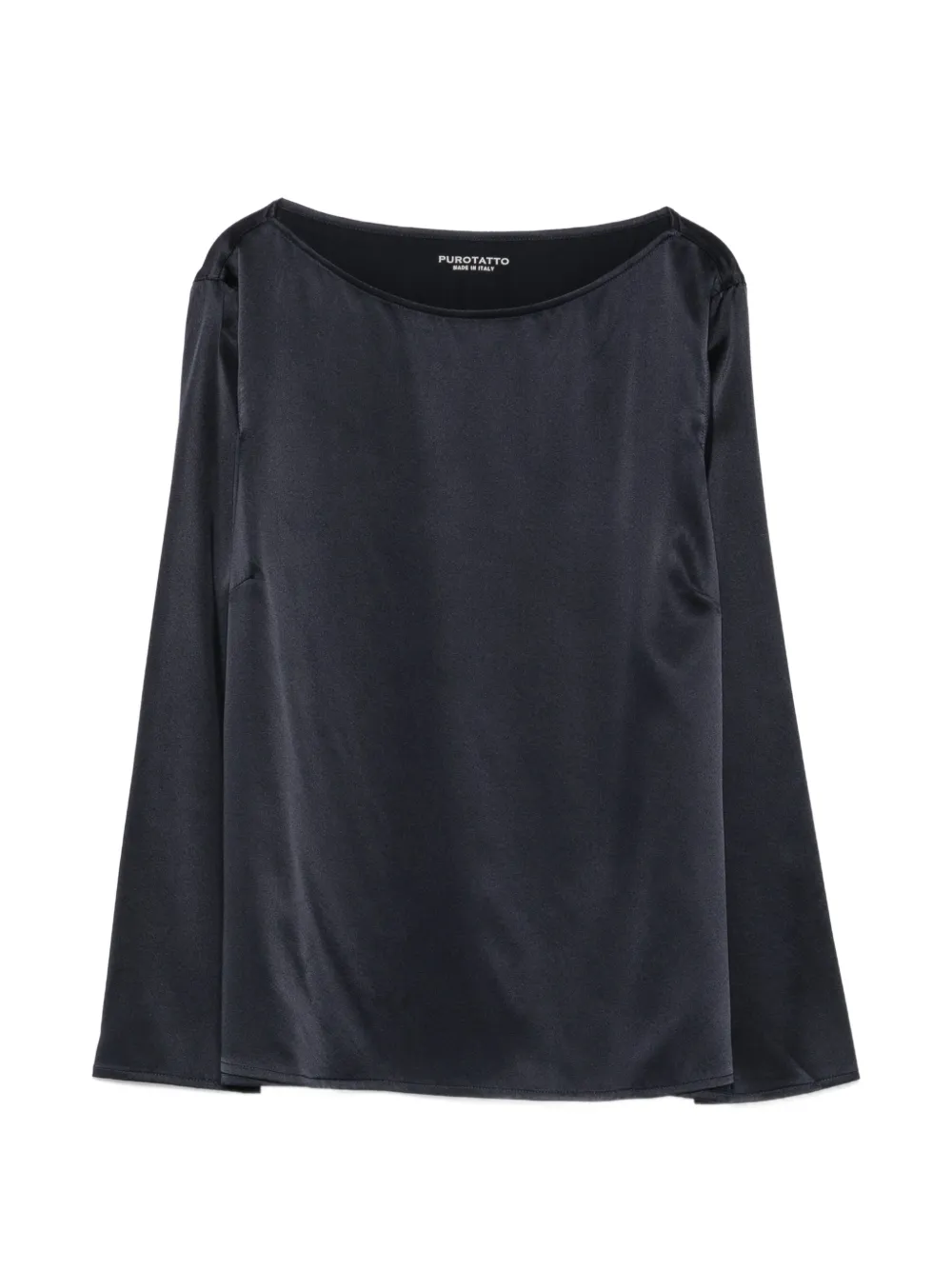 Purotatto satin-finish boat-neck blouse - Blu