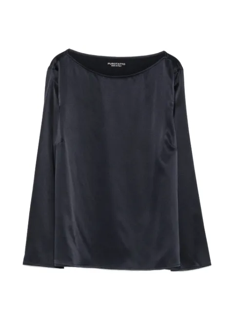 Purotatto blusa satinada con cuello barco