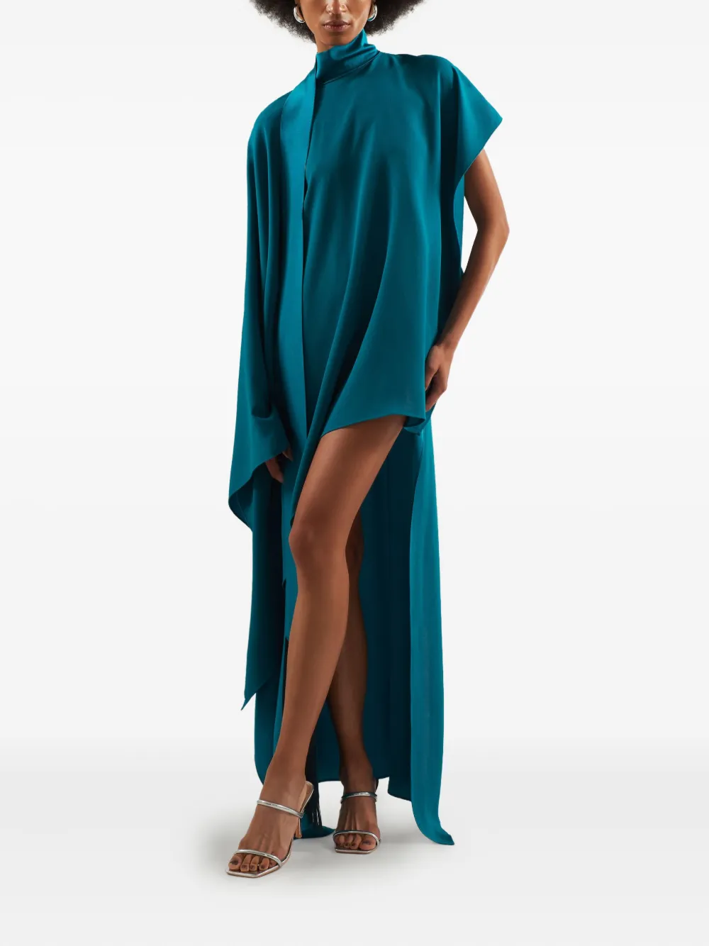 Taller Marmo California asymmetrische jurk met hoge hals Blauw