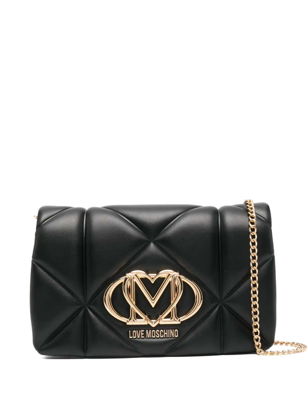 Love Moschino quilted logo-plaque shoulder bag Zwart