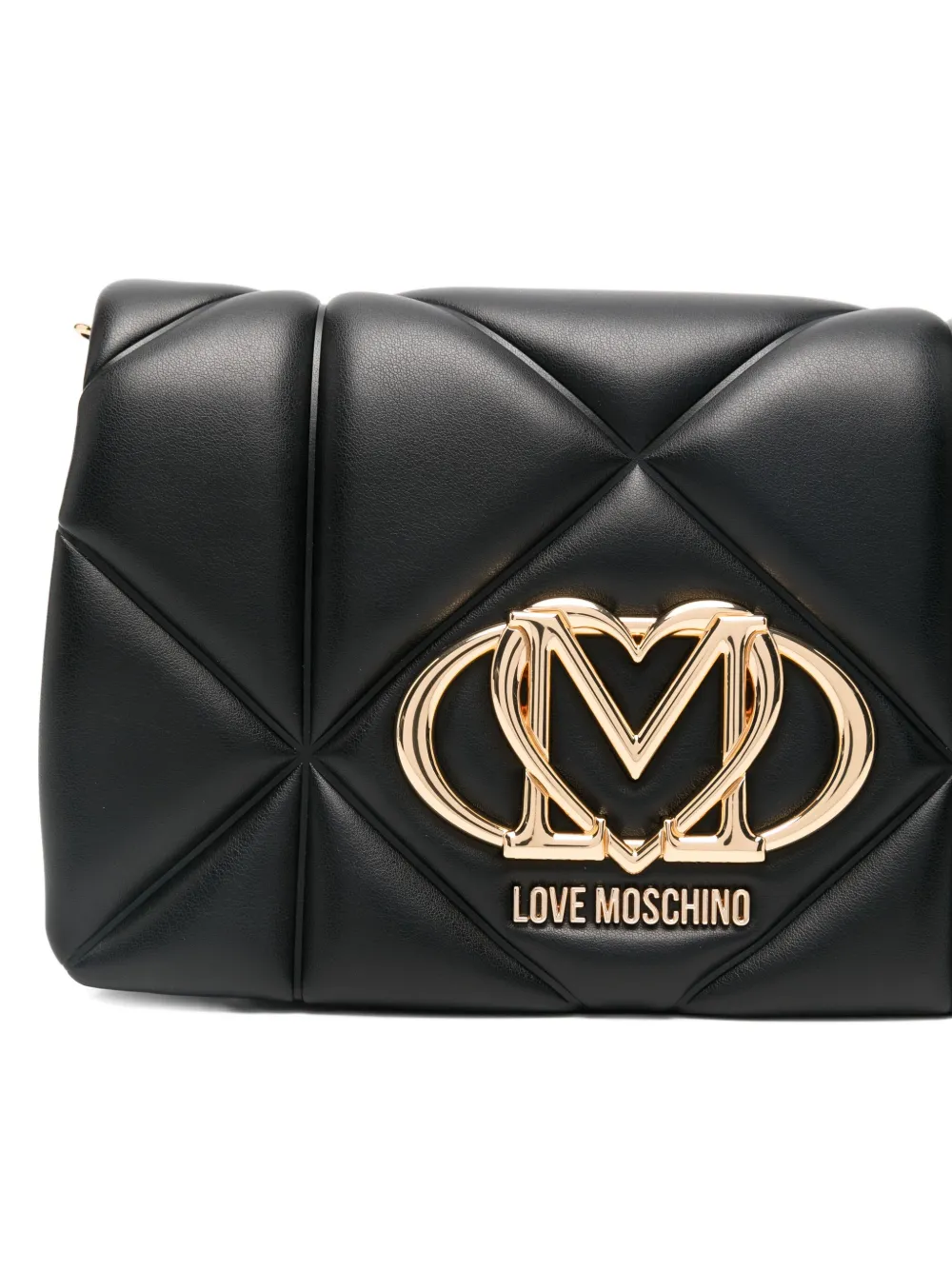 Love Moschino quilted logo-plaque shoulder bag Zwart